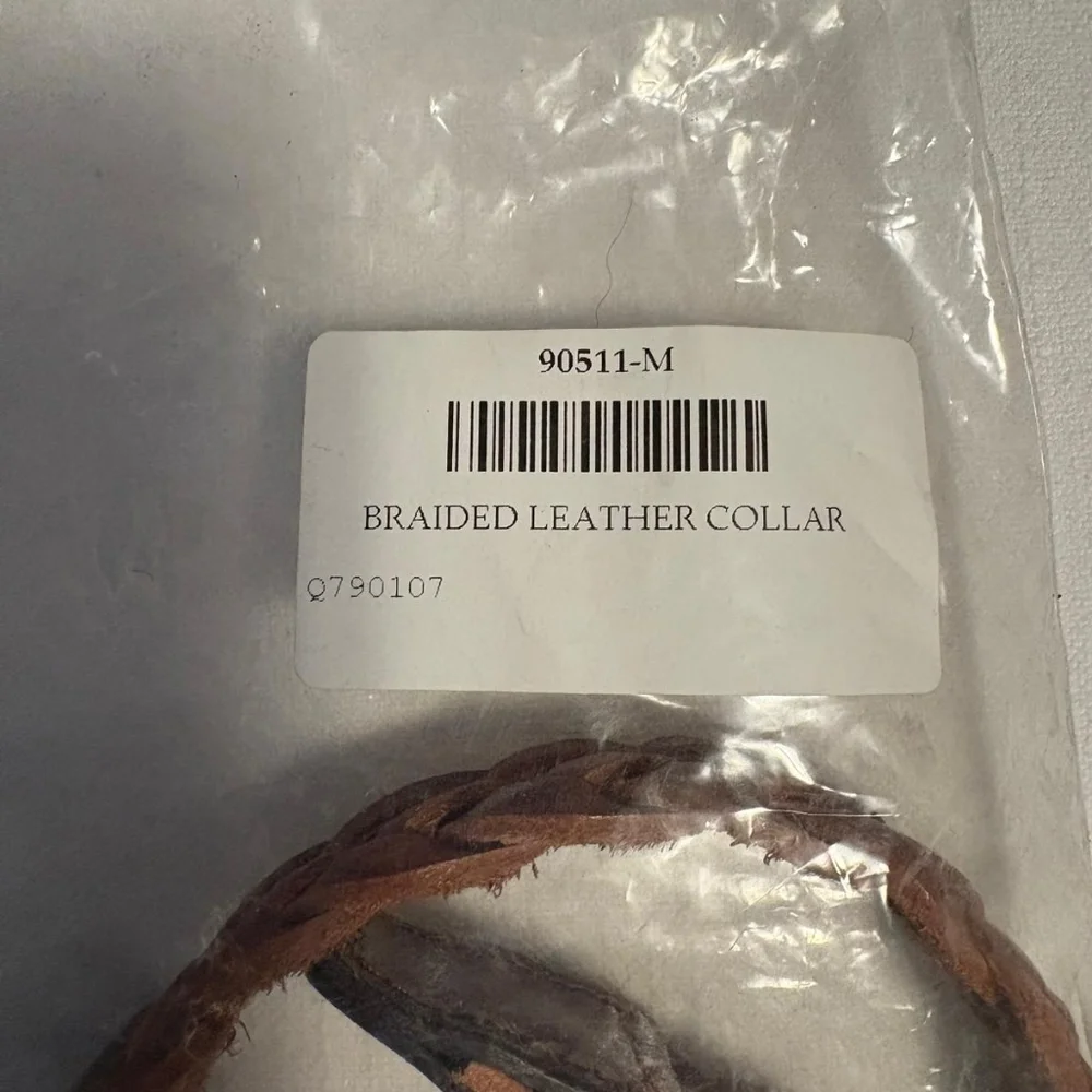 NWT Harry Barker Braided Leather Dog Collar-M